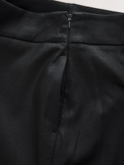 Black Cropped Slim Tailored Trousers with Linen - Image 3 of 9
