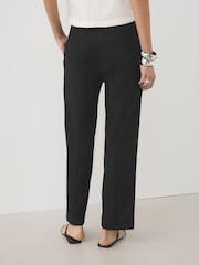 Black Cropped Slim Tailored Trousers with Linen - Image 4 of 9