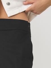 Black Cropped Slim Tailored Trousers with Linen - Image 6 of 9