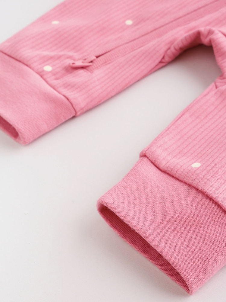 Pink Cherry Print Two Way Zip Baby Sleepsuits 4 Pack (0-3yrs) - Image 14 of 14