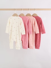 Pink Cherry Print Two Way Zip Baby Sleepsuits 4 Pack (0-3yrs) - Image 2 of 14