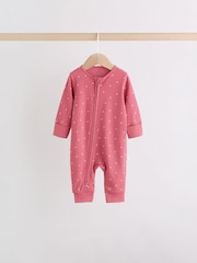 Pink Cherry Print Two Way Zip Baby Sleepsuits 4 Pack (0-3yrs) - Image 7 of 14
