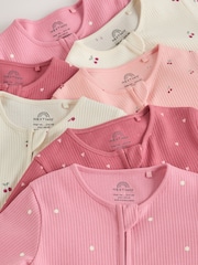Pink Cherry Print Baby Sleepsuit 7 Pack (0mths-3yrs) - Image 12 of 16