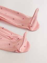 Pink Cherry Print Baby Sleepsuit 7 Pack (0mths-3yrs) - Image 14 of 16