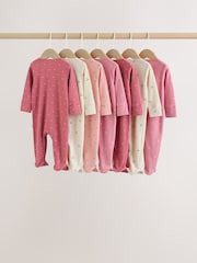 Pink Cherry Print Baby Sleepsuit 7 Pack (0mths-3yrs) - Image 9 of 16