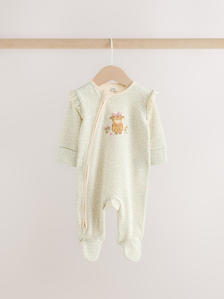 Pink/Green Hamish Two Way Zip Baby Sleepsuits 3 Pack (0-3yrs) - Image 2 of 10
