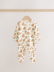 Pink/Green Hamish Two Way Zip Baby Sleepsuits 3 Pack (0-3yrs) - Image 3 of 10