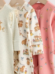 Pink/Green Hamish Two Way Zip Baby Sleepsuits 3 Pack (0-3yrs) - Image 7 of 10
