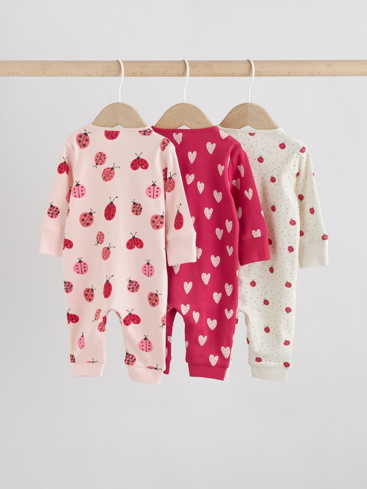 Red Ladybird Two Way Zip Baby Sleepsuit 3 Pack (0mths-3yrs) - Image 2 of 11 Red Ladybird Two Way Zip Baby Sleepsuit 3 Pack (0mths-3yrs) - Image 2 of 11