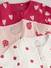 Red Ladybird Two Way Zip Baby Sleepsuit 3 Pack (0mths-3yrs) - Image 8 of 11