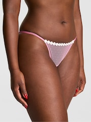 Victoria's Secret Pink Cashmere Rose Pink String Bikini Daisy Embroidery Knickers - Image 1 of 3