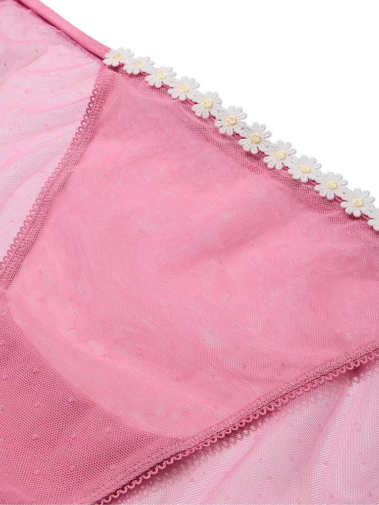 Victoria's Secret Pink Cashmere Rose Pink String Bikini Daisy Embroidery Knickers - Image 3 of 3