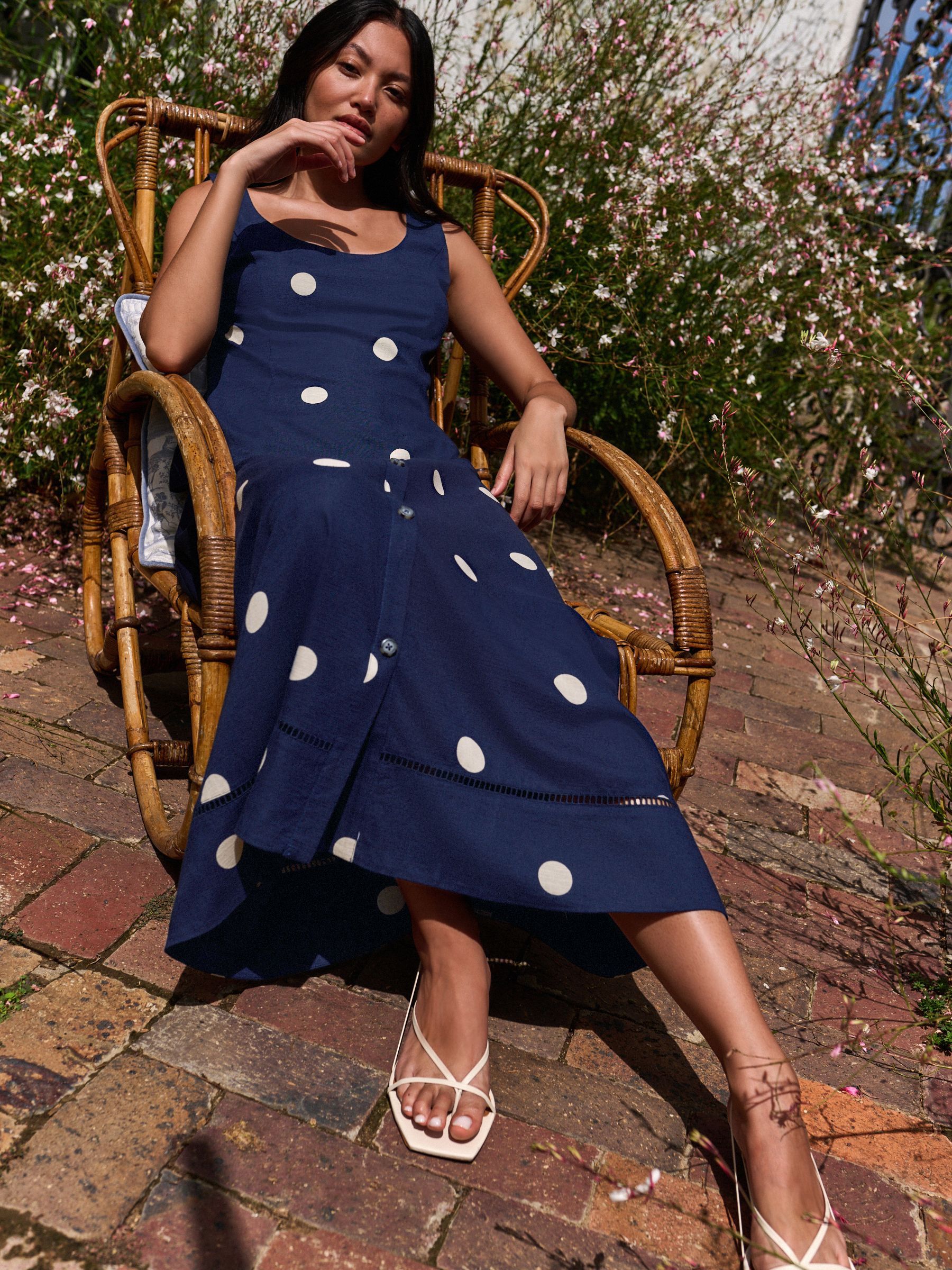 Buy Laura Ashley Blue Polka Dot Co-ord Linen Blend Cami from Next