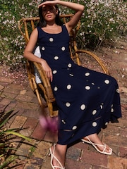 Laura Ashley Blue Polka Dot Co-ord Linen Blend Cami - Image 2 of 5