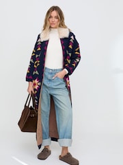 Raffya Blue Cathy Jacquard Long Line Cardigan - Image 1 of 5