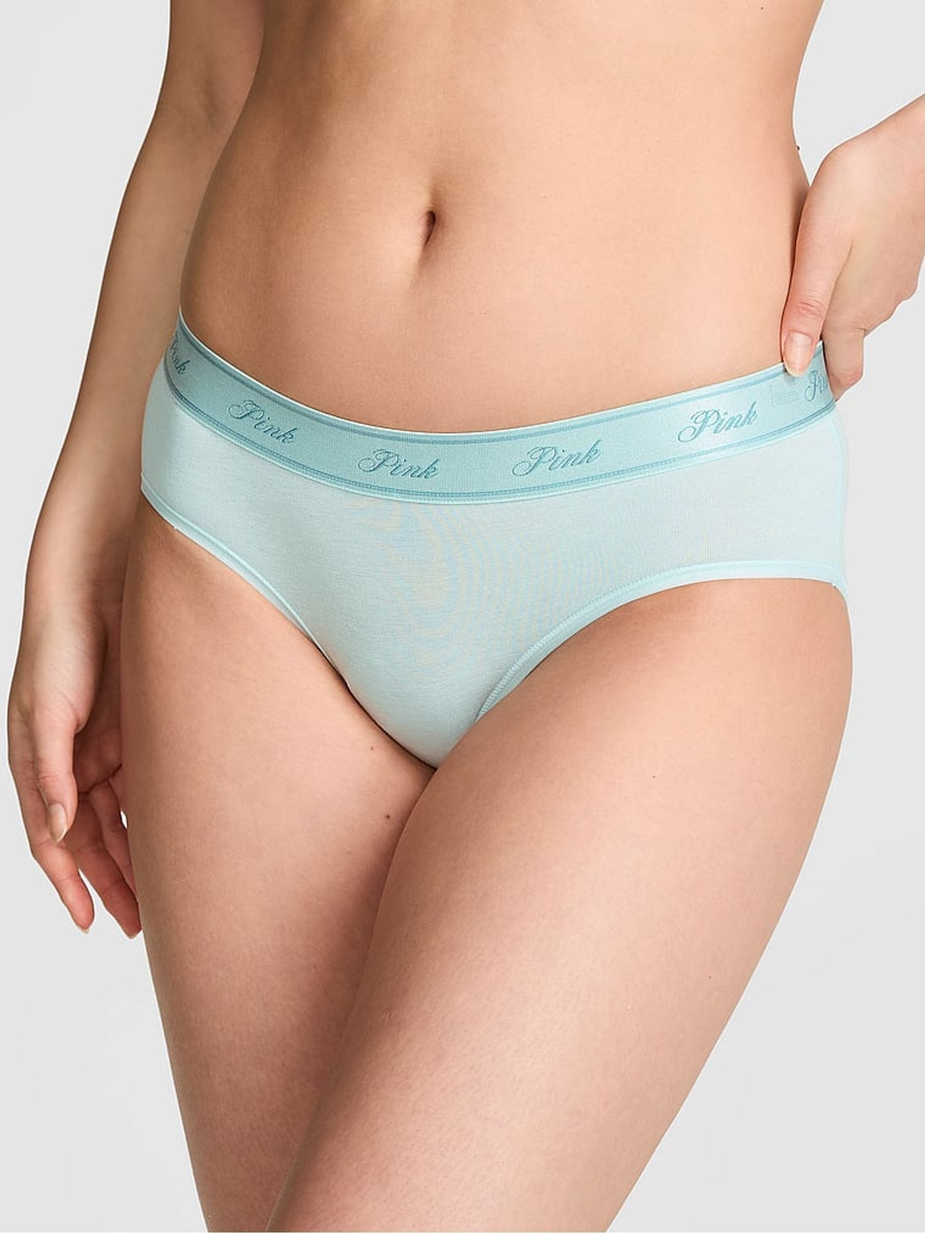 Victoria's Secret PINK Spray Blue Hipster Cotton Logo Knickers