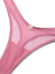 Victoria's Secret Pink Cashmere Rose Pink Mini Scoop Thong Daisy Embroidery Knickers - Image 3 of 3