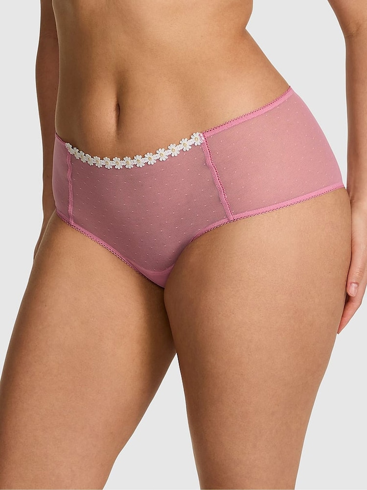 Victoria's Secret Pink Cashmere Rose Pink Cheeky Daisy Embroidery Knickers - Image 1 of 3