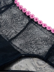 Victoria's Secret Pink Noir Navy Blue Cheeky Daisy Embroidery Knickers - Image 3 of 3