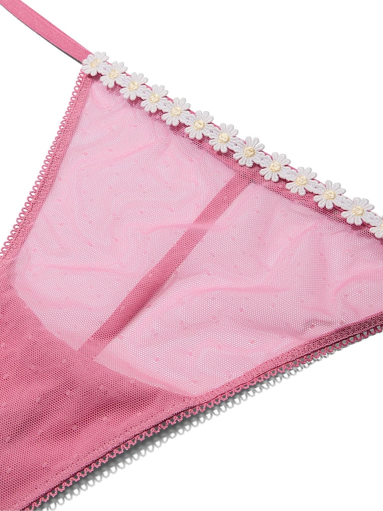 Victoria's Secret Pink Cashmere Rose Pink G-String Daisy Embroidery Knickers - Image 4 of 4