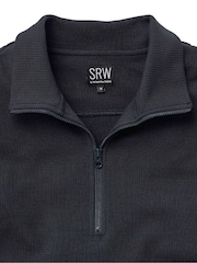 Savile Row Company Blue Moisture Wicking Half-Zip Waffle Sweatshirt - Image 4 of 4