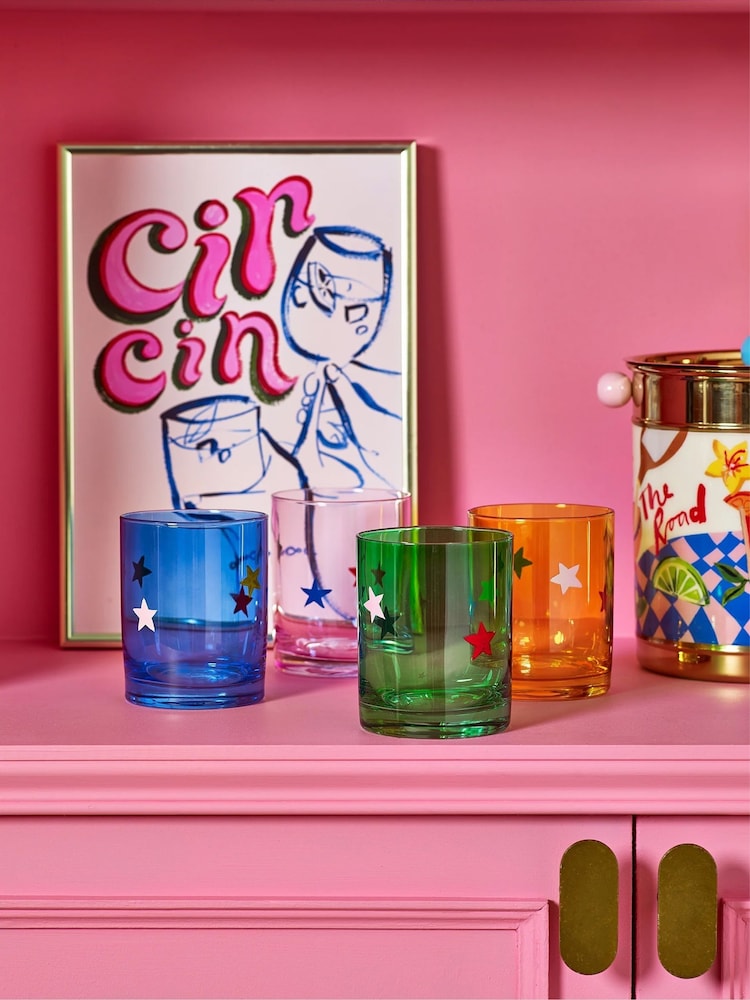 Eleanor Bowmer Set of 4 Multi Glass Tumblers - Image 1 of 3 Eleanor Bowmer Set of 4 Multi Glass Tumblers - Image 1 of 3