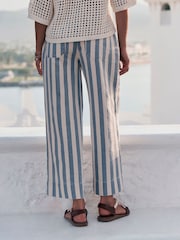 藍色/白色條紋 - Lightweight Denim Patch Pocket Cropped Jeans - 圖片 3/8