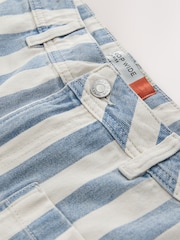 藍色/白色條紋 - Lightweight Denim Patch Pocket Cropped Jeans - 圖片 7/8