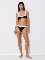 Reiss Black/Ivory Abby Colour-Block Bikini Top - Image 3 of 6