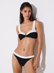 Reiss Black/Ivory Abby Colour-Block Bikini Top - Image 4 of 6