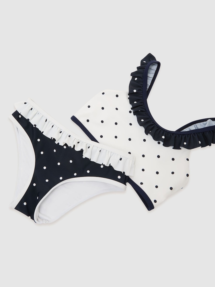 Marineblau/Elfenbein - Reiss Zaria Printed Ruffle Bikini Set - Bild 3 von 3 Marineblau/Elfenbein - Reiss Zaria Printed Ruffle Bikini Set - Bild 3 von 3