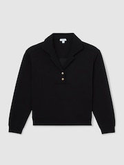 أسود - Reiss Bella Premium Interlock Collar Sweatshirt - صورة 2 من 6