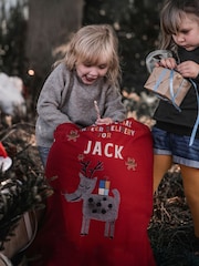 Red Reindeer Delivery Personalised Sack by Solesmith - Image 1 of 2