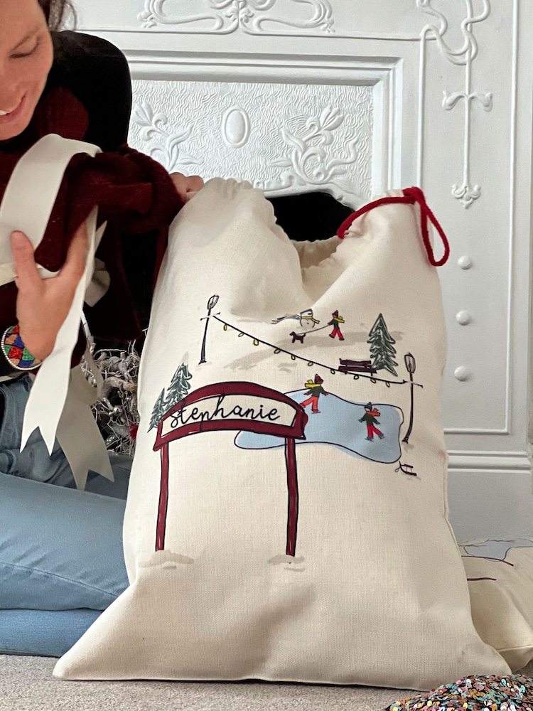 Ice Skating Scene Personalised Sack by Solesmith - Image 2 of 2