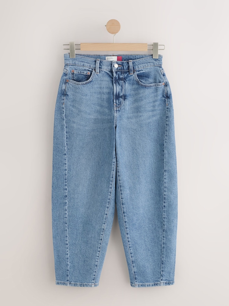 Mid Blue Barrel Leg Jeans - Image 1 of 4