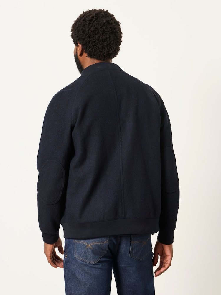 FatFace Navy Wool Mix Bomber Jacket - Image 2 of 6 FatFace Navy Wool Mix Bomber Jacket - Image 2 of 6