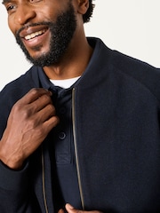 FatFace Navy Wool Mix Bomber Jacket - Image 3 of 6