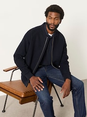 FatFace Navy Wool Mix Bomber Jacket - Image 5 of 6