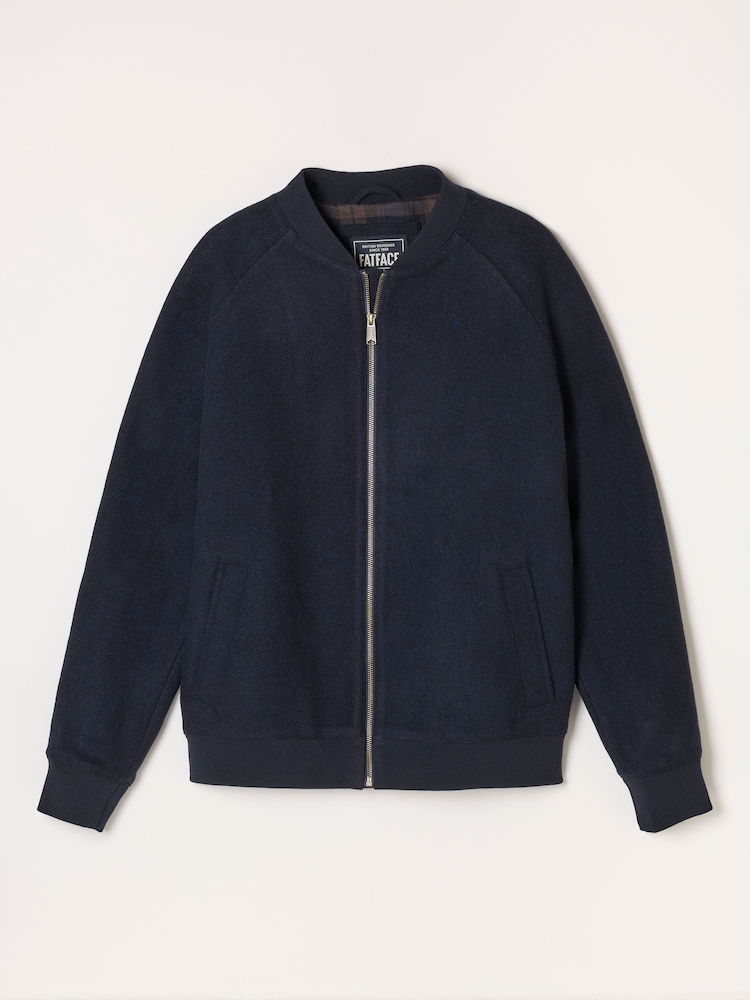 FatFace Navy Wool Mix Bomber Jacket - Image 6 of 6 FatFace Navy Wool Mix Bomber Jacket - Image 6 of 6