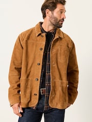FatFace Light Brown 100% Suede Worker Jacket - Image 3 of 6