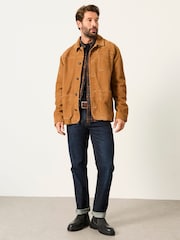 FatFace Light Brown 100% Suede Worker Jacket - Image 4 of 6