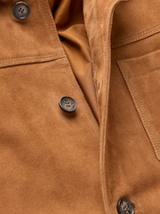 FatFace Light Brown 100% Suede Worker Jacket - Image 7 of 7