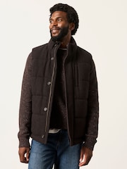 FatFace Brown Tarn Herringbone Wool Mix Gilet - Image 1 of 6