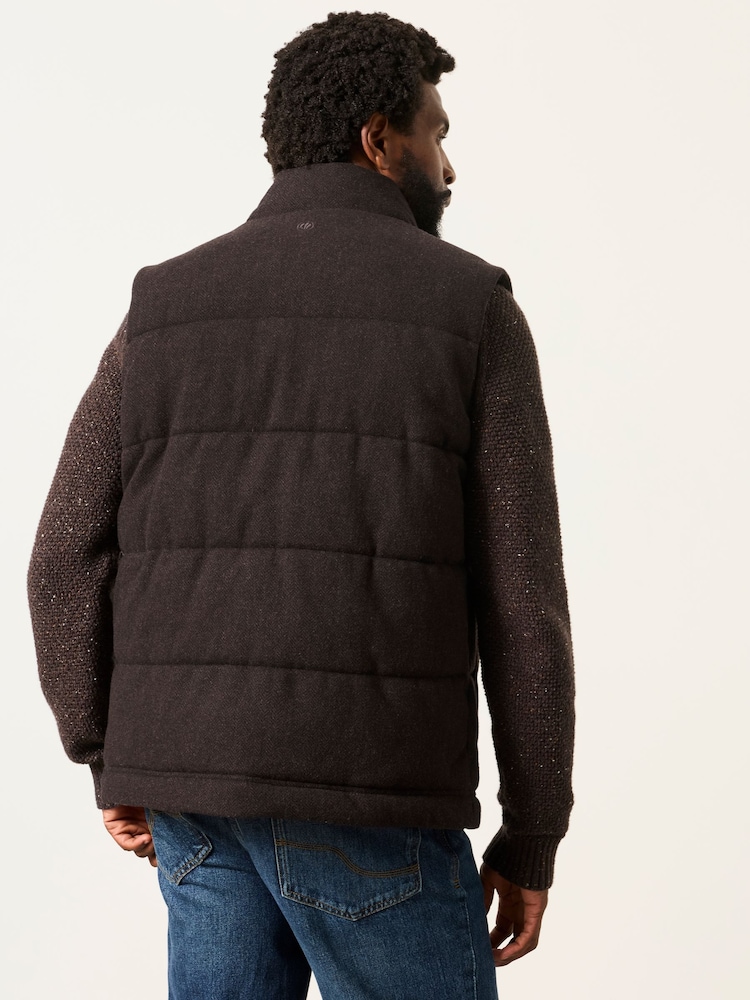 FatFace Brown Tarn Herringbone Wool Mix Gilet - Image 2 of 6