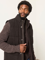 FatFace Brown Tarn Herringbone Wool Mix Gilet - Image 3 of 6