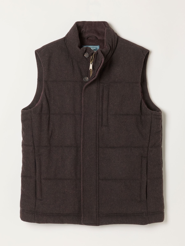 FatFace Brown Tarn Herringbone Wool Mix Gilet - Image 6 of 6
