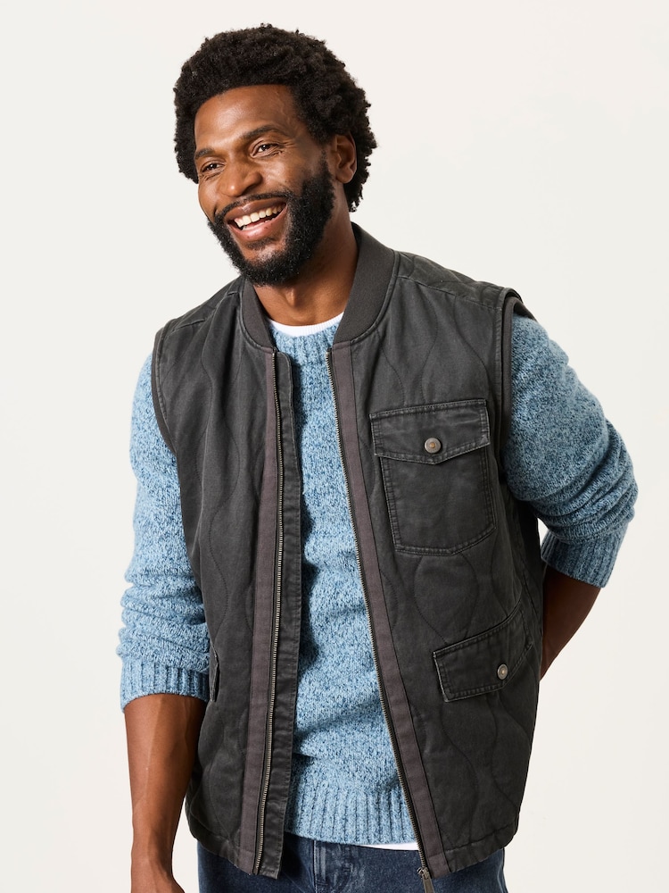 FatFace Charcoal Grey Wyre Quilted Gilet - Image 1 of 6 FatFace Charcoal Grey Wyre Quilted Gilet - Image 1 of 6