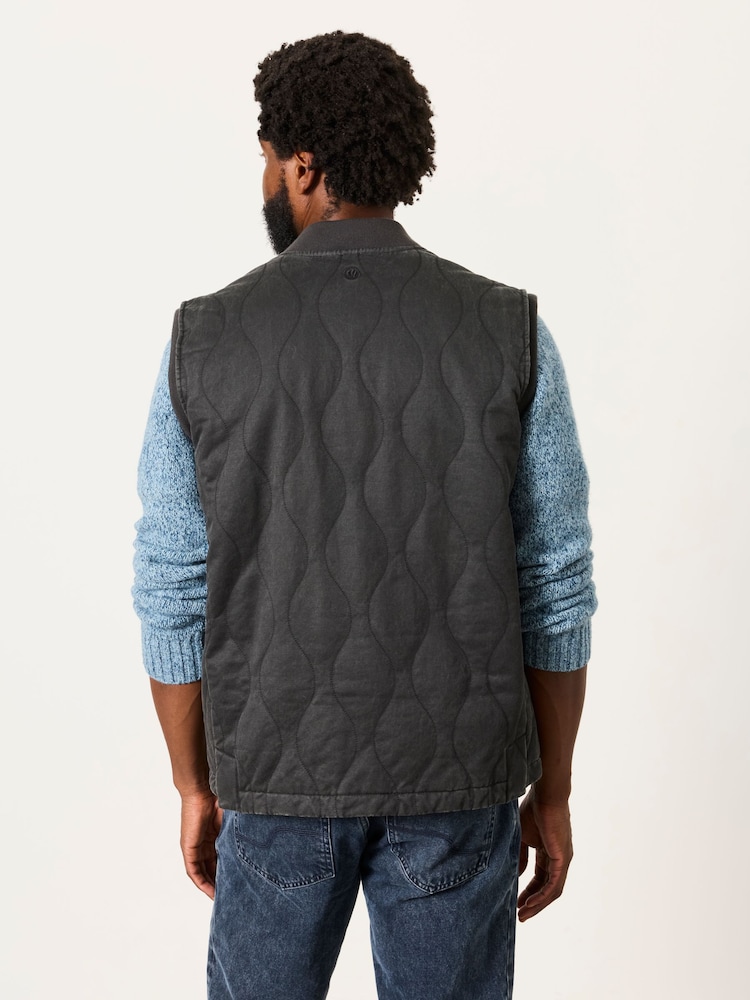 FatFace Charcoal Grey Wyre Quilted Gilet - Image 2 of 6 FatFace Charcoal Grey Wyre Quilted Gilet - Image 2 of 6