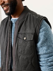 FatFace Charcoal Grey Wyre Quilted Gilet - Image 3 of 6