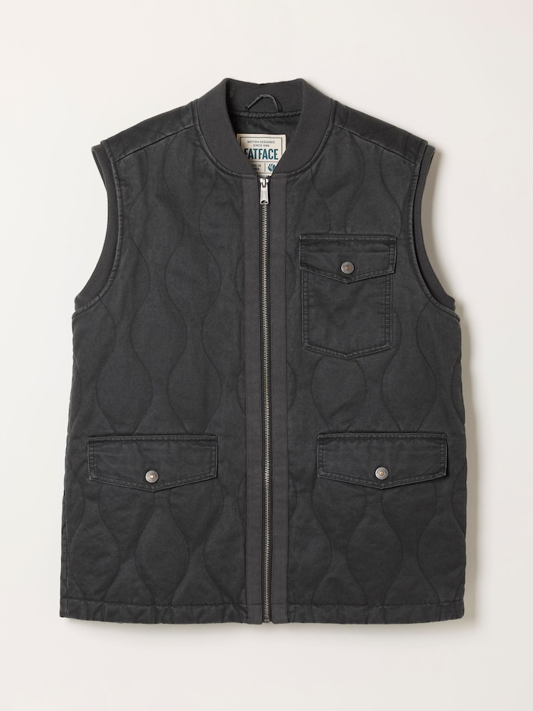 FatFace Wyre Charcoal Grey Quilted Utility Vest - Image 7 of 7 FatFace Wyre Charcoal Grey Quilted Utility Vest - Image 7 of 7